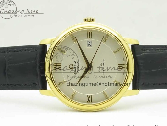 0111 De Ville YG MKF 1:1 Best Edition Silver Dial Diamonds Markers on Black Leather Strap MIYOTA 9015 V Flexible 8046